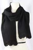 Milan Crochet Edge Baby Alpaca Scarf- Black