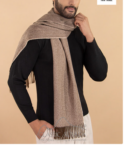 Woven & Brushed Herringbone Imperial Royal Alpaca Scarf